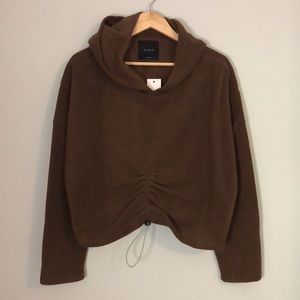 Cinched Front Fleece Crop Hoodie NWT